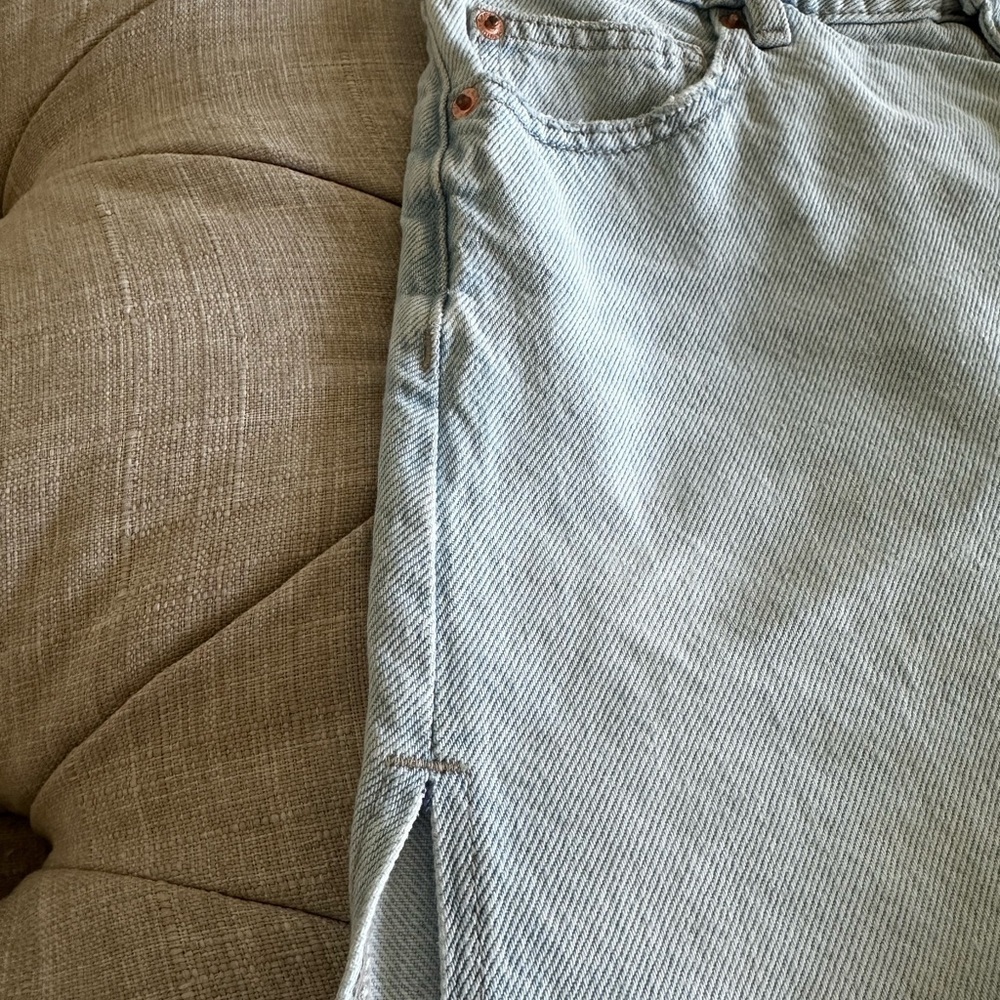 Garage Blue Jean Shorts with Distressed Raw Hem - Picture 5 of 7